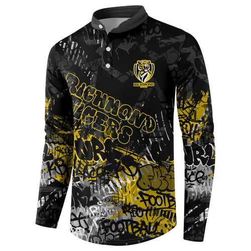 Richmond Tigers Button Sweatshirt Urban Graffiti Street Art - Bold Abstract Spray Paint