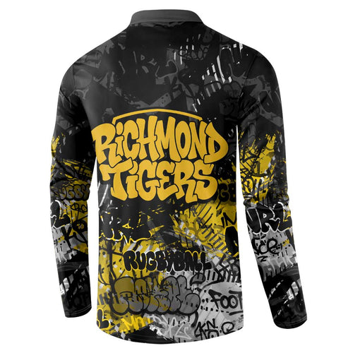 Richmond Tigers Button Sweatshirt Urban Graffiti Street Art - Bold Abstract Spray Paint