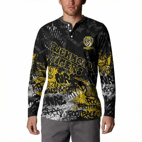 Richmond Tigers Button Sweatshirt Urban Graffiti Street Art - Bold Abstract Spray Paint