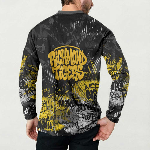 Richmond Tigers Button Sweatshirt Urban Graffiti Street Art - Bold Abstract Spray Paint