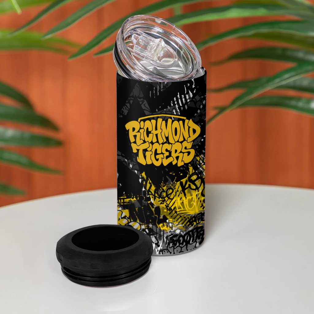 Richmond Tigers 4 in 1 Can Cooler Tumbler Urban Graffiti Street Art - Bold Abstract Spray Paint