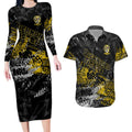 Richmond Tigers Couples Matching Long Sleeve Bodycon Dress and Hawaiian Shirt Urban Graffiti Street Art - Bold Abstract Spray Paint