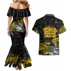 Richmond Tigers Couples Matching Mermaid Dress and Hawaiian Shirt Urban Graffiti Street Art - Bold Abstract Spray Paint