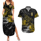 Richmond Tigers Couples Matching Summer Maxi Dress and Hawaiian Shirt Urban Graffiti Street Art - Bold Abstract Spray Paint