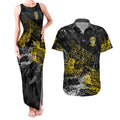 Richmond Tigers Couples Matching Tank Maxi Dress and Hawaiian Shirt Urban Graffiti Street Art - Bold Abstract Spray Paint