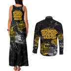Richmond Tigers Couples Matching Tank Maxi Dress and Long Sleeve Button Shirt Urban Graffiti Street Art - Bold Abstract Spray Paint