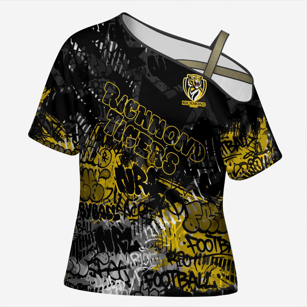 Richmond Tigers Cross Shoulder Shirt Urban Graffiti Street Art - Bold Abstract Spray Paint