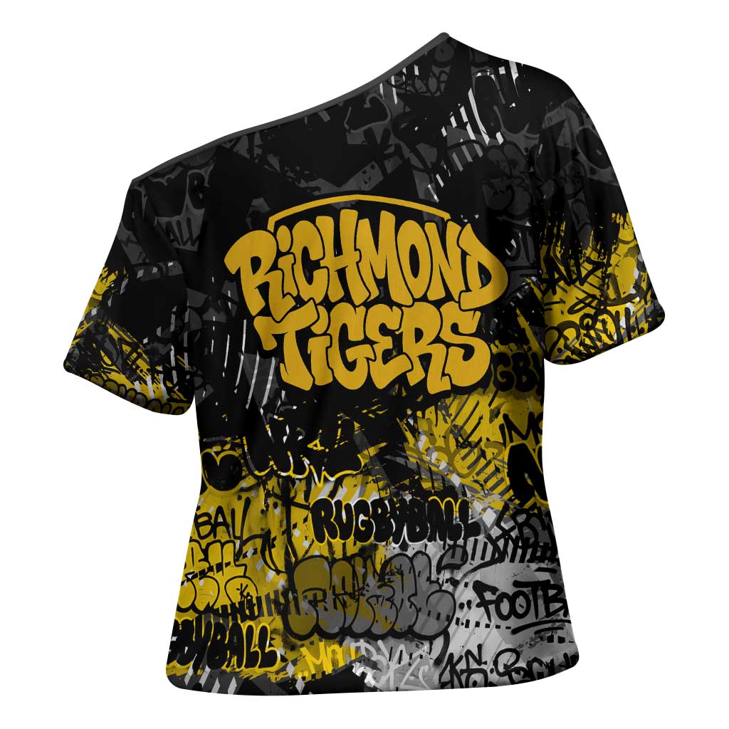 Richmond Tigers Cross Shoulder Shirt Urban Graffiti Street Art - Bold Abstract Spray Paint