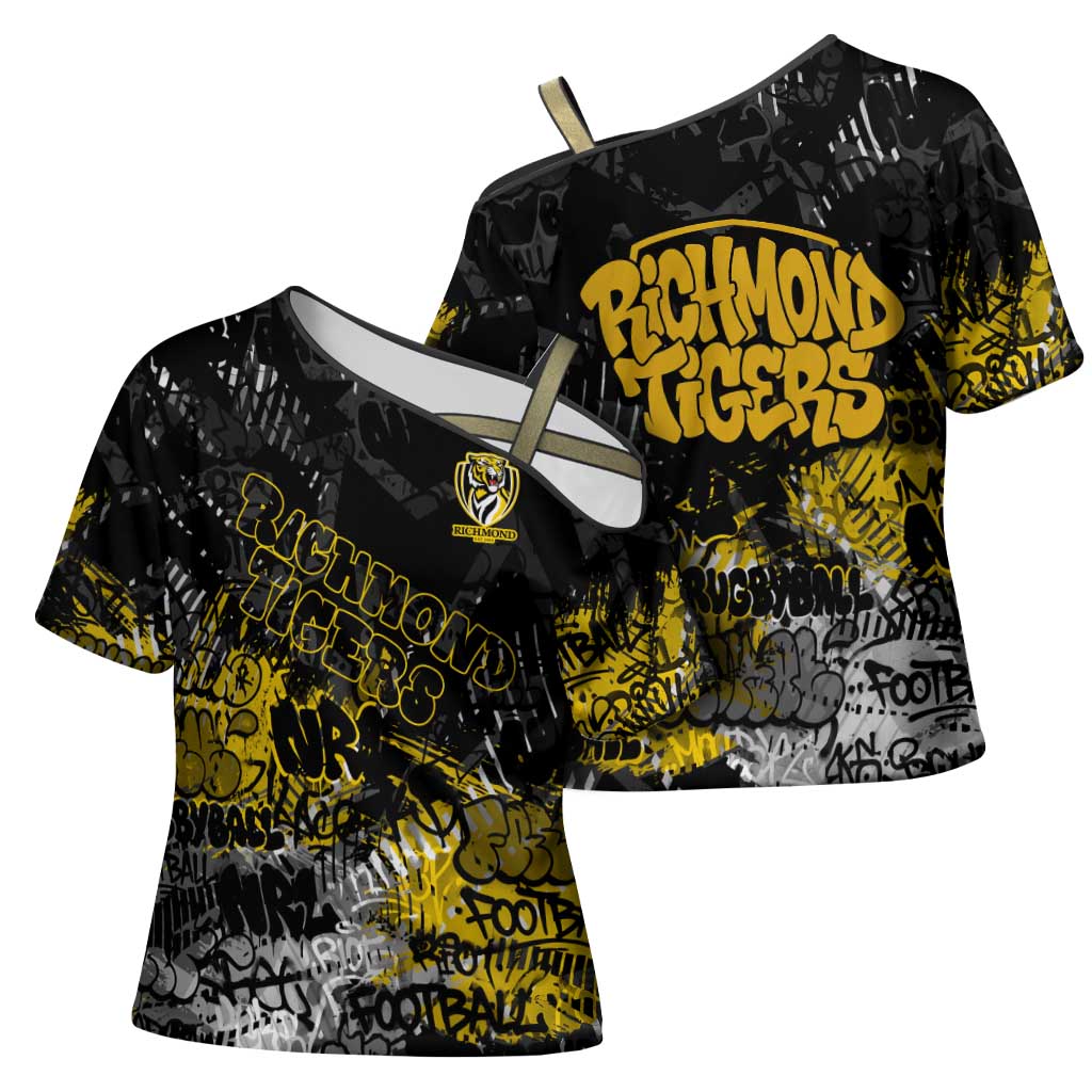 Richmond Tigers Cross Shoulder Shirt Urban Graffiti Street Art - Bold Abstract Spray Paint