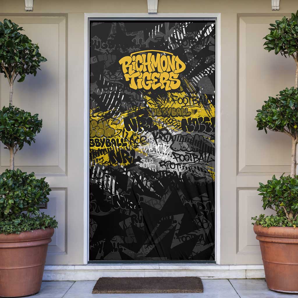 Richmond Tigers Door Cover Urban Graffiti Street Art - Bold Abstract Spray Paint