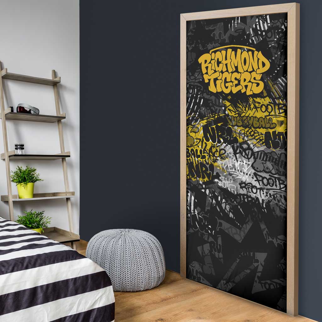 Richmond Tigers Door Cover Urban Graffiti Street Art - Bold Abstract Spray Paint