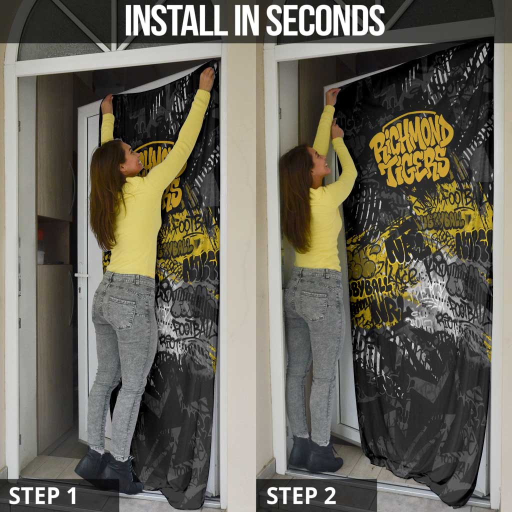 Richmond Tigers Door Cover Urban Graffiti Street Art - Bold Abstract Spray Paint