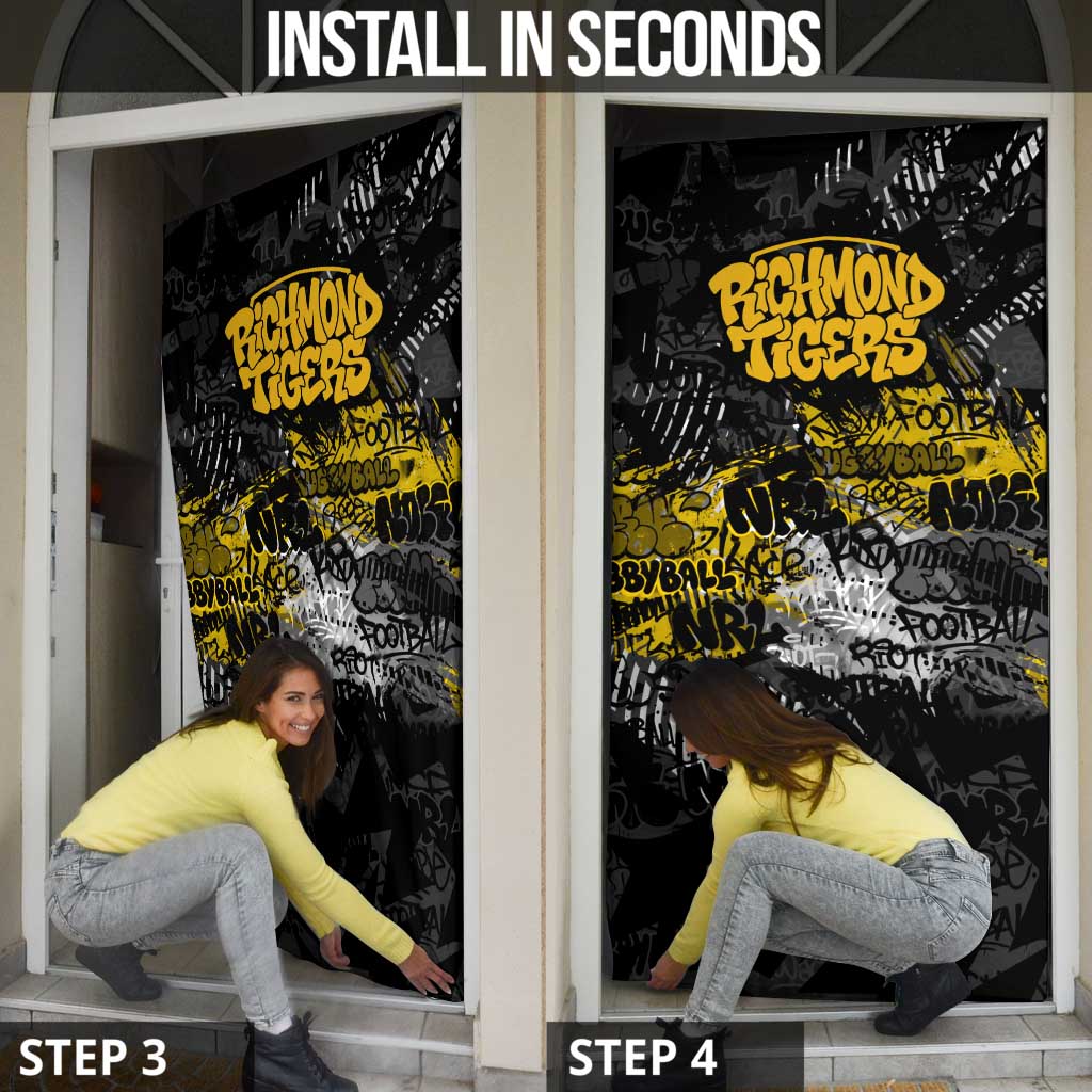 Richmond Tigers Door Cover Urban Graffiti Street Art - Bold Abstract Spray Paint
