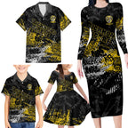 Richmond Tigers Family Matching Long Sleeve Bodycon Dress and Hawaiian Shirt Urban Graffiti Street Art - Bold Abstract Spray Paint