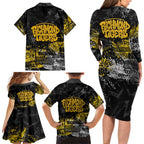 Richmond Tigers Family Matching Long Sleeve Bodycon Dress and Hawaiian Shirt Urban Graffiti Street Art - Bold Abstract Spray Paint
