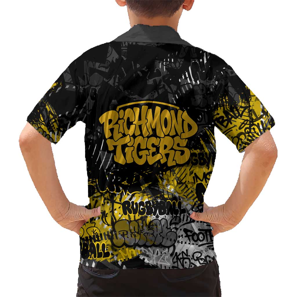 Richmond Tigers Family Matching Mermaid Dress and Hawaiian Shirt Urban Graffiti Street Art - Bold Abstract Spray Paint
