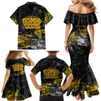 Richmond Tigers Family Matching Mermaid Dress and Hawaiian Shirt Urban Graffiti Street Art - Bold Abstract Spray Paint