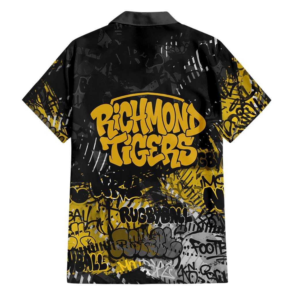 Richmond Tigers Family Matching Mermaid Dress and Hawaiian Shirt Urban Graffiti Street Art - Bold Abstract Spray Paint