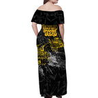 Richmond Tigers Family Matching Off Shoulder Maxi Dress and Hawaiian Shirt Urban Graffiti Street Art - Bold Abstract Spray Paint