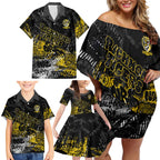 Richmond Tigers Family Matching Off Shoulder Short Dress and Hawaiian Shirt Urban Graffiti Street Art - Bold Abstract Spray Paint