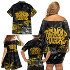 Richmond Tigers Family Matching Off Shoulder Short Dress and Hawaiian Shirt Urban Graffiti Street Art - Bold Abstract Spray Paint