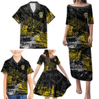 Richmond Tigers Family Matching Puletasi and Hawaiian Shirt Urban Graffiti Street Art - Bold Abstract Spray Paint