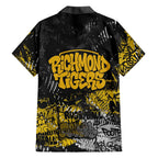 Richmond Tigers Family Matching Short Sleeve Bodycon Dress and Hawaiian Shirt Urban Graffiti Street Art - Bold Abstract Spray Paint