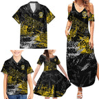 Richmond Tigers Family Matching Summer Maxi Dress and Hawaiian Shirt Urban Graffiti Street Art - Bold Abstract Spray Paint