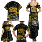 Richmond Tigers Family Matching Summer Maxi Dress and Hawaiian Shirt Urban Graffiti Street Art - Bold Abstract Spray Paint
