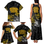Richmond Tigers Family Matching Tank Maxi Dress and Hawaiian Shirt Urban Graffiti Street Art - Bold Abstract Spray Paint