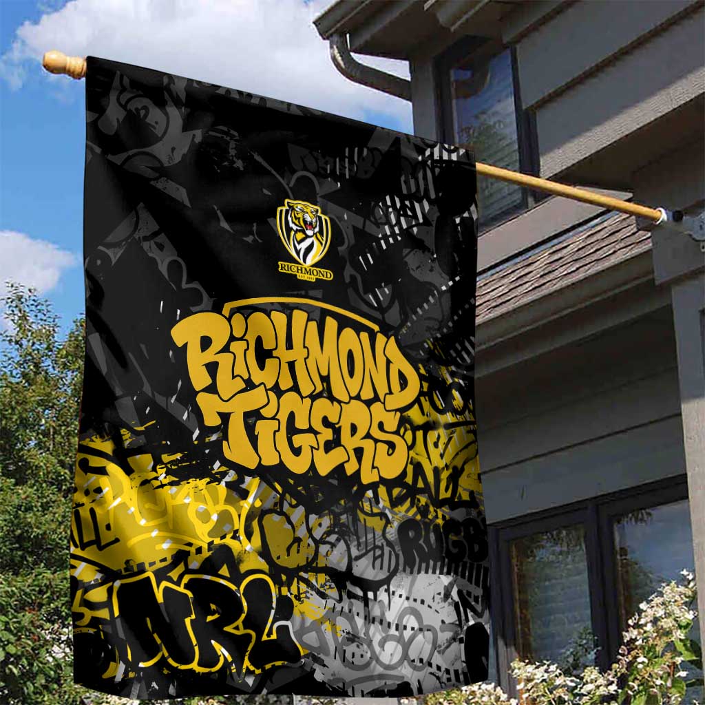 Richmond Tigers Garden Flag Urban Graffiti Street Art - Bold Abstract Spray Paint
