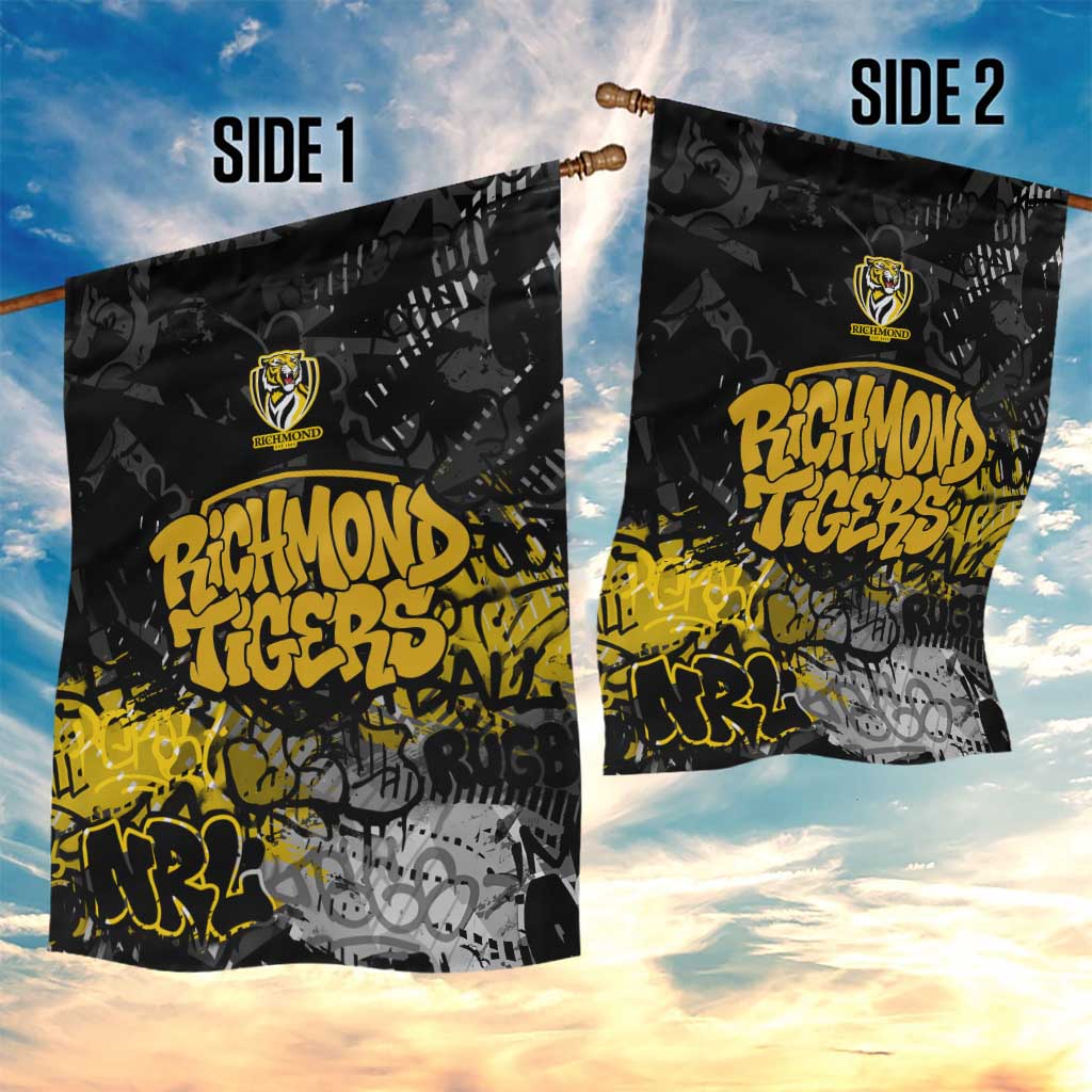 Richmond Tigers Garden Flag Urban Graffiti Street Art - Bold Abstract Spray Paint