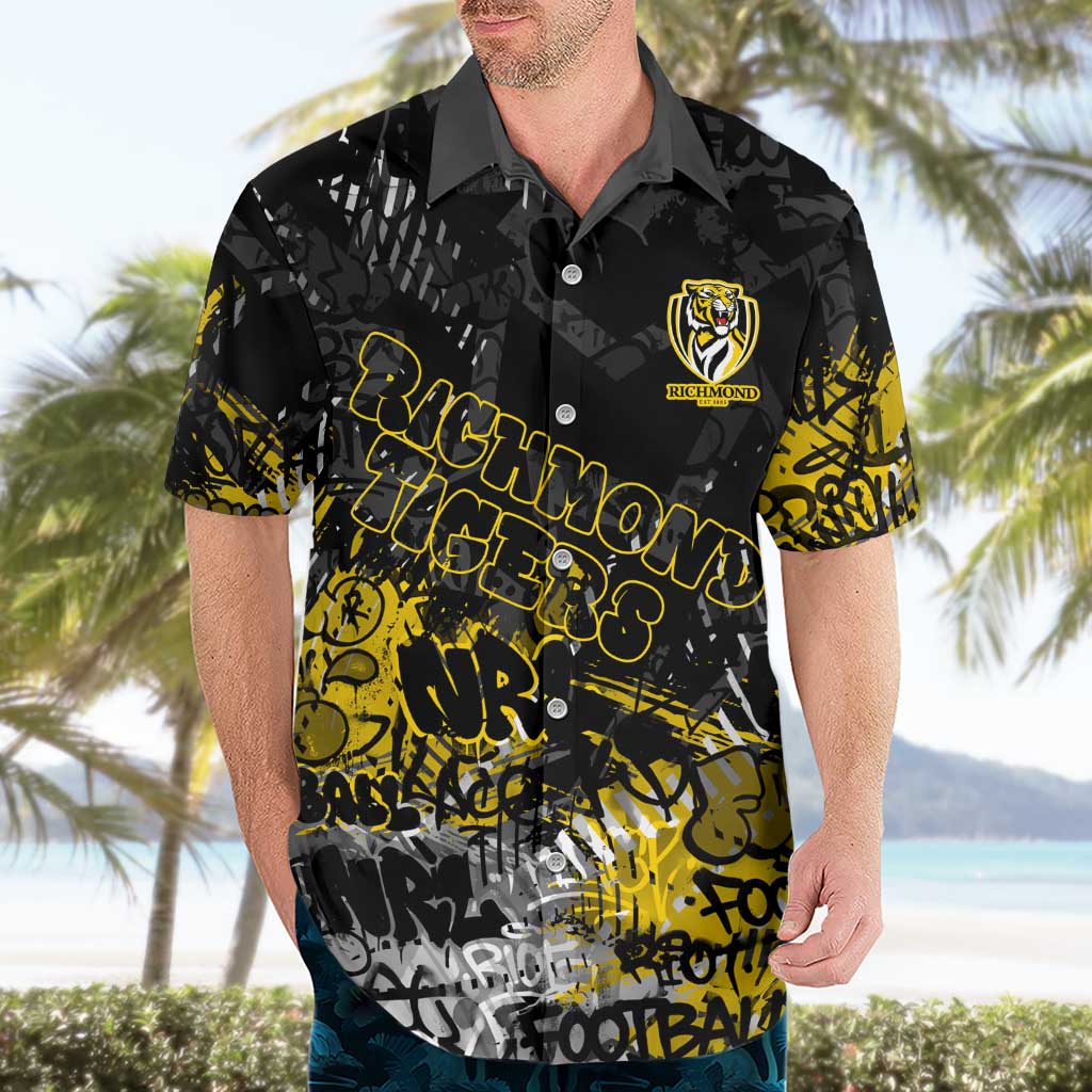 Richmond Tigers Hawaiian Shirt Urban Graffiti Street Art - Bold Abstract Spray Paint