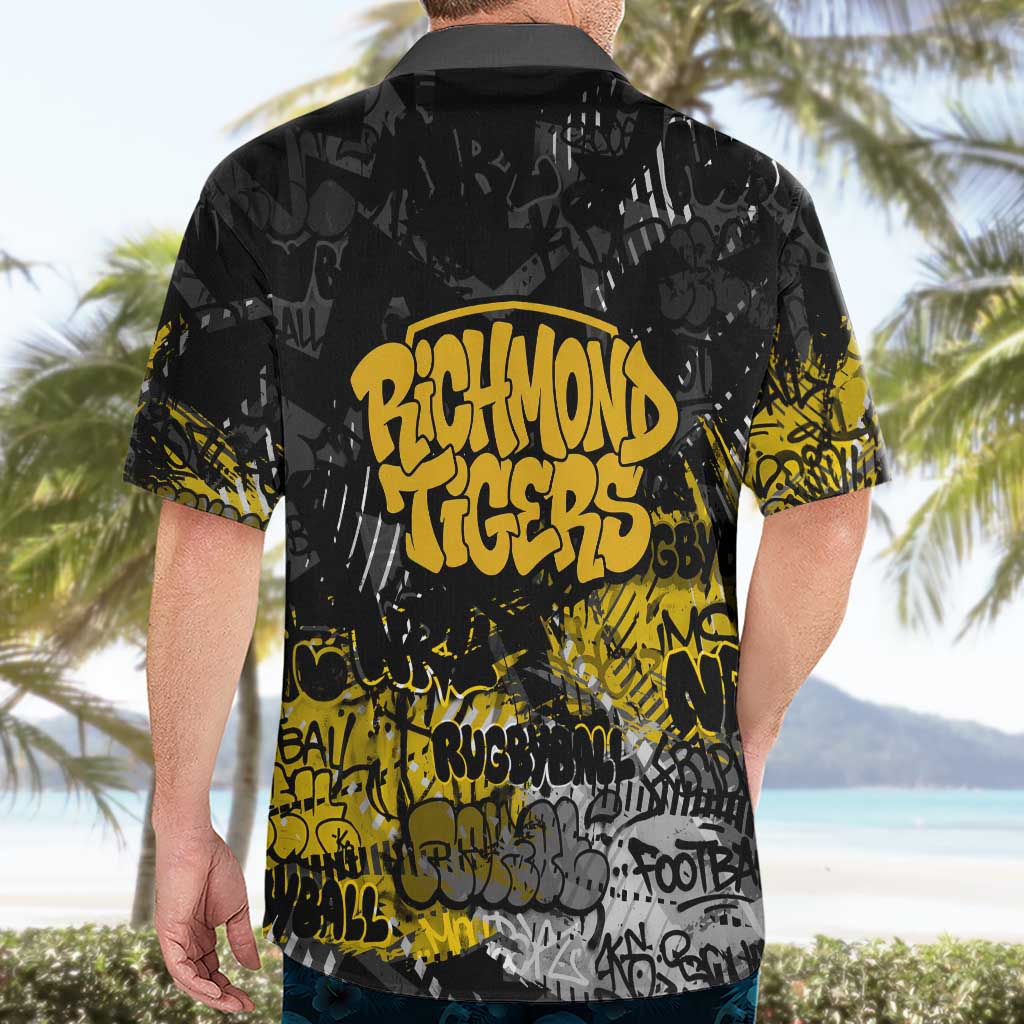 Richmond Tigers Hawaiian Shirt Urban Graffiti Street Art - Bold Abstract Spray Paint