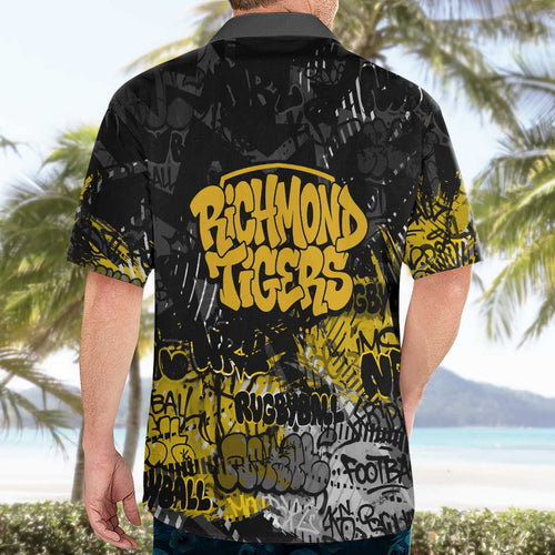 Richmond Tigers Hawaiian Shirt Urban Graffiti Street Art - Bold Abstract Spray Paint