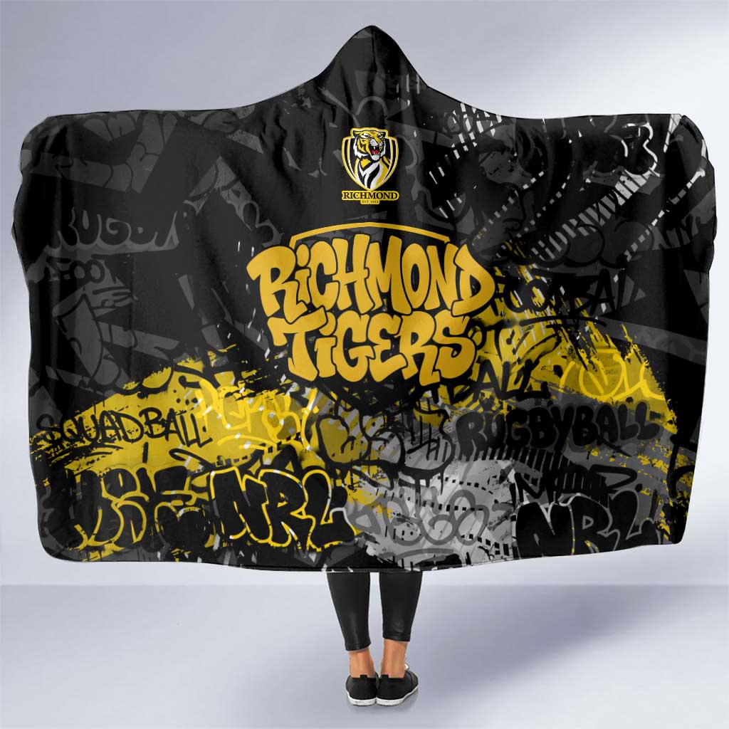Richmond Tigers Hooded Blanket Urban Graffiti Street Art - Bold Abstract Spray Paint