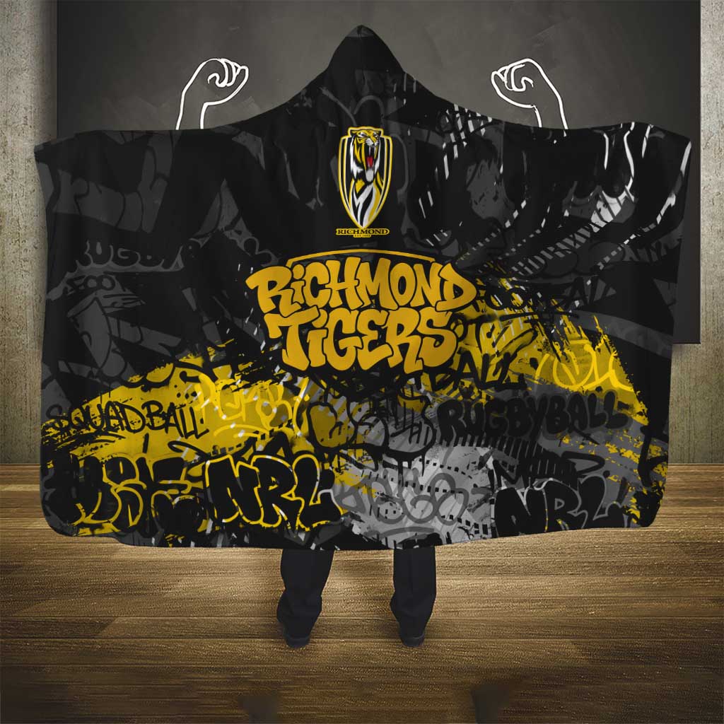 Richmond Tigers Hooded Blanket Urban Graffiti Street Art - Bold Abstract Spray Paint