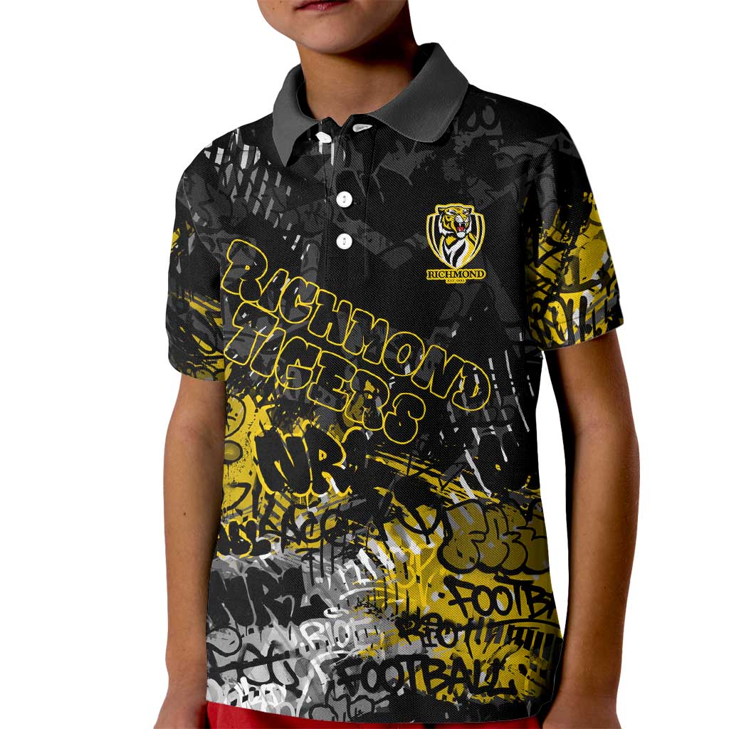 Richmond Tigers Kid Polo Shirt Urban Graffiti Street Art - Bold Abstract Spray Paint