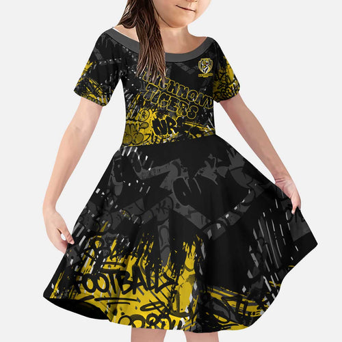 Richmond Tigers Kid Short Sleeve Dress Urban Graffiti Street Art - Bold Abstract Spray Paint