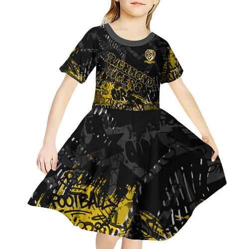 Richmond Tigers Kid Short Sleeve Dress Urban Graffiti Street Art - Bold Abstract Spray Paint
