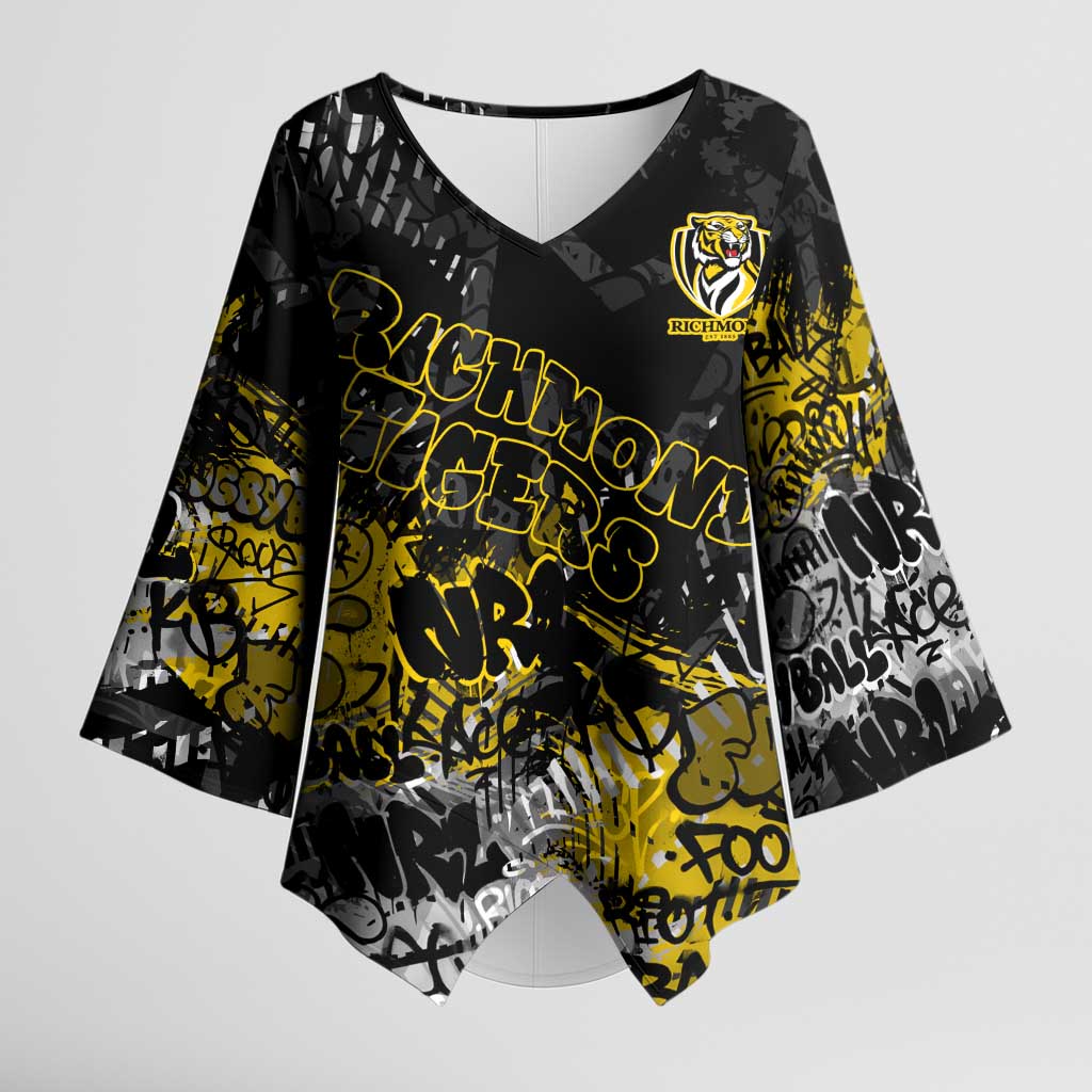 Richmond Tigers Kimono Sleeve Blouse Urban Graffiti Street Art - Bold Abstract Spray Paint