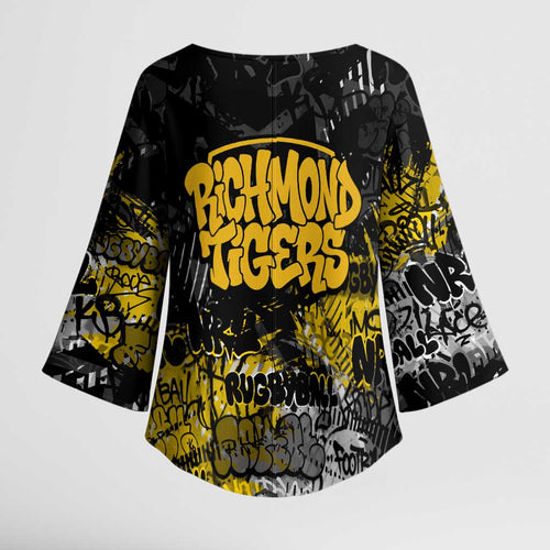 Richmond Tigers Kimono Sleeve Blouse Urban Graffiti Street Art - Bold Abstract Spray Paint