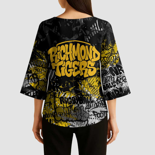 Richmond Tigers Kimono Sleeve Blouse Urban Graffiti Street Art - Bold Abstract Spray Paint