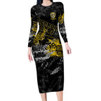 Richmond Tigers Long Sleeve Bodycon Dress Urban Graffiti Street Art - Bold Abstract Spray Paint
