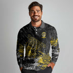 Richmond Tigers Long Sleeve Polo Shirt Urban Graffiti Street Art - Bold Abstract Spray Paint