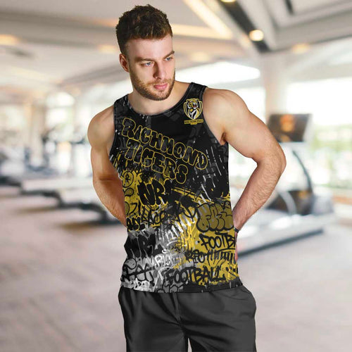 Richmond Tigers Men Tank Top Urban Graffiti Street Art - Bold Abstract Spray Paint