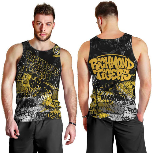 Richmond Tigers Men Tank Top Urban Graffiti Street Art - Bold Abstract Spray Paint