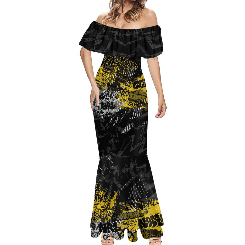 Richmond Tigers Mermaid Dress Urban Graffiti Street Art - Bold Abstract Spray Paint