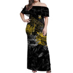 Richmond Tigers Off Shoulder Maxi Dress Urban Graffiti Street Art - Bold Abstract Spray Paint
