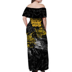 Richmond Tigers Off Shoulder Maxi Dress Urban Graffiti Street Art - Bold Abstract Spray Paint